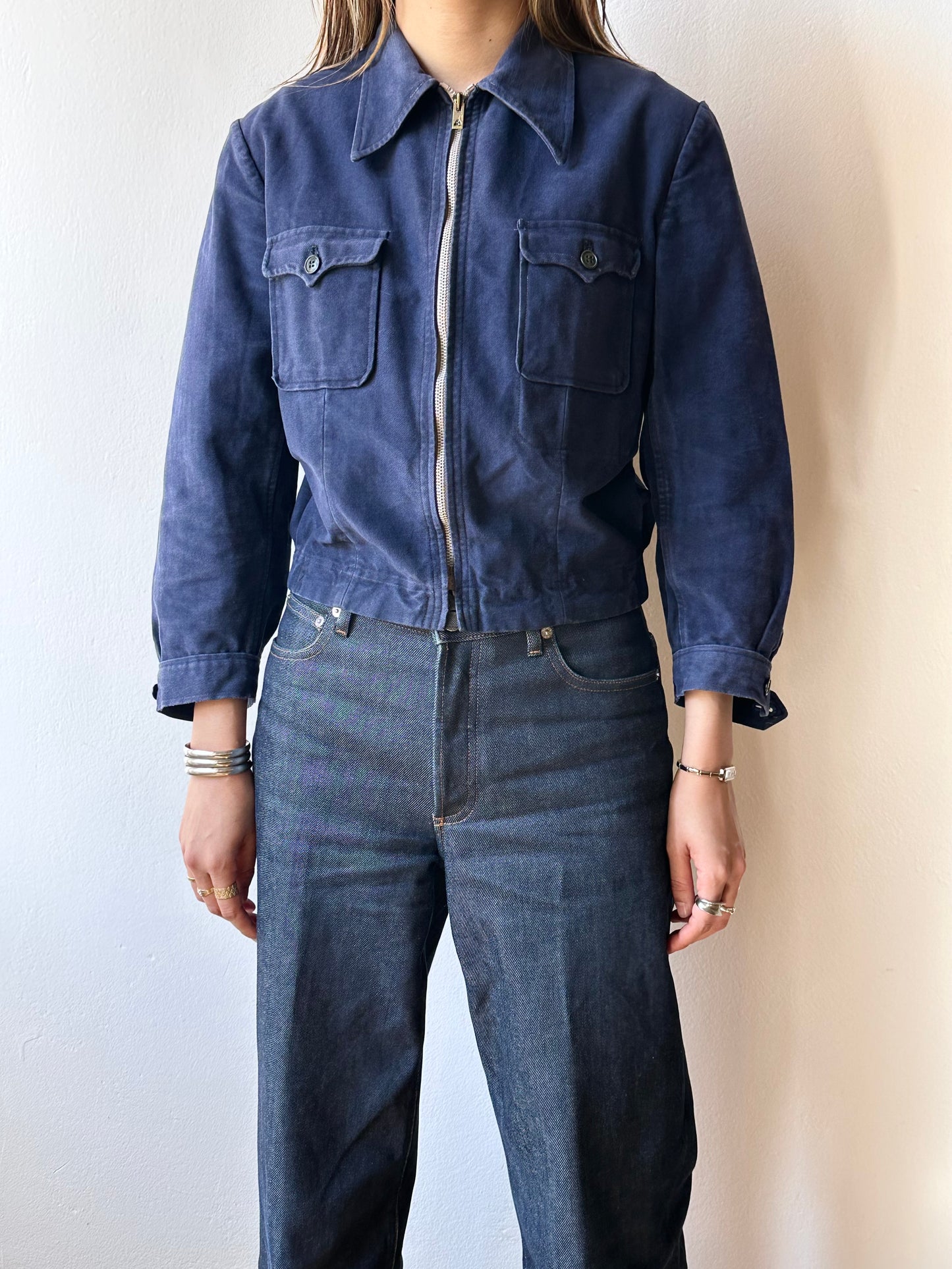 40-50s French moleskin cyclist jacket