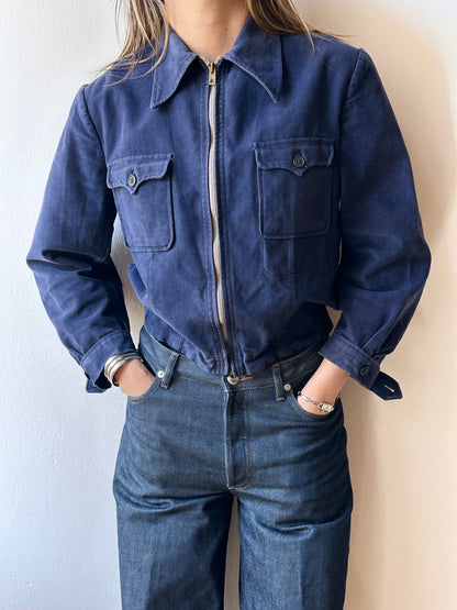 40-50s French moleskin cyclist jacket