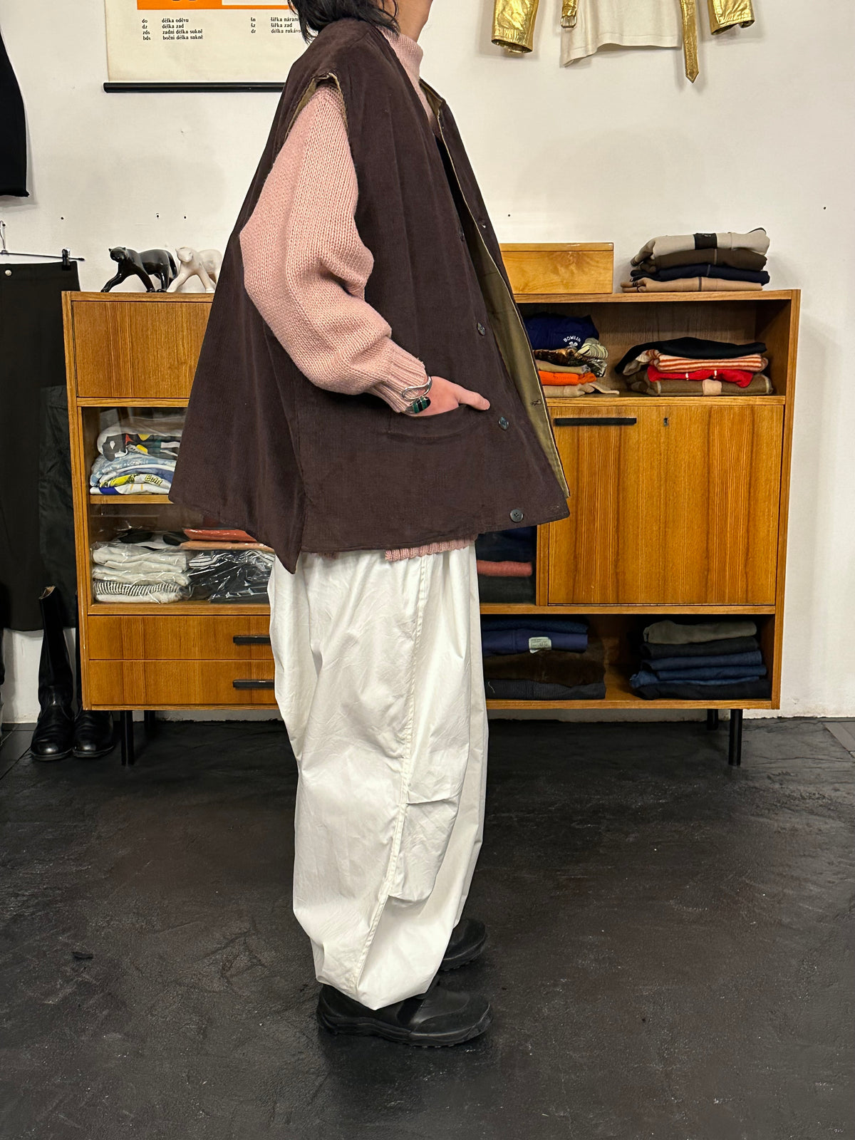 1970s Swedish padded corduroy vest - XXL