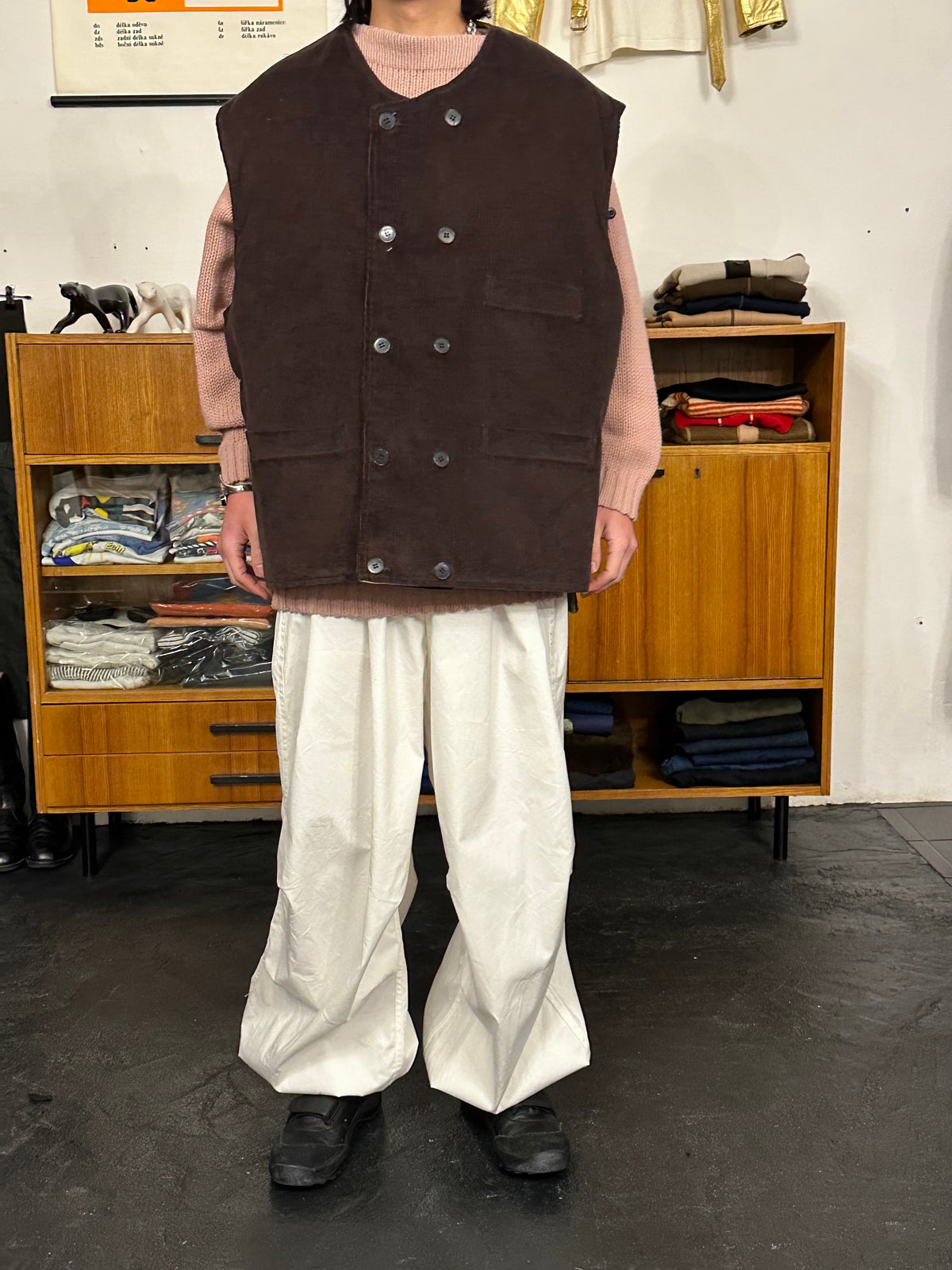 1970s Swedish padded corduroy vest - XXL