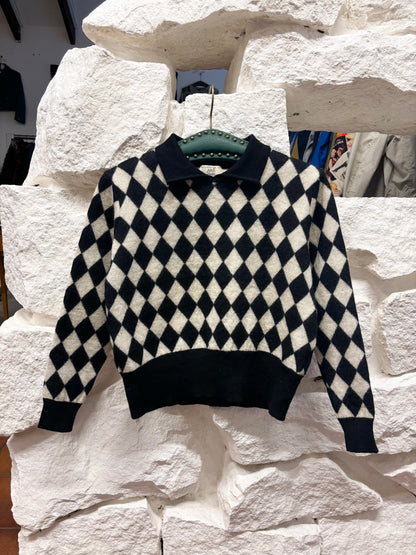 wool checkered polo knit