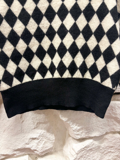 wool checkered polo knit