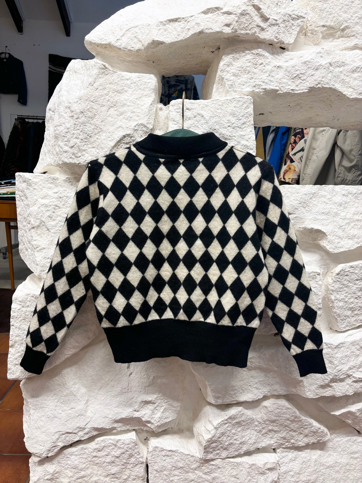 wool checkered polo knit