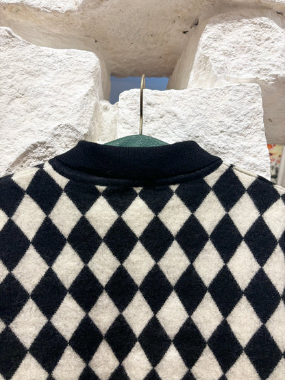 wool checkered polo knit