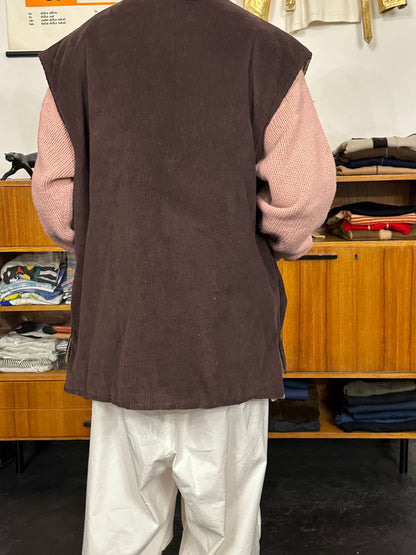 1970s Swedish padded corduroy vest - XXL