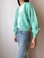 turquoise double knit cardigan