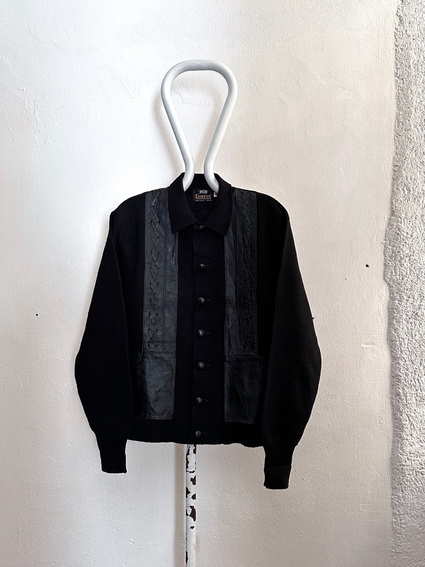 60s Black wool cardigan