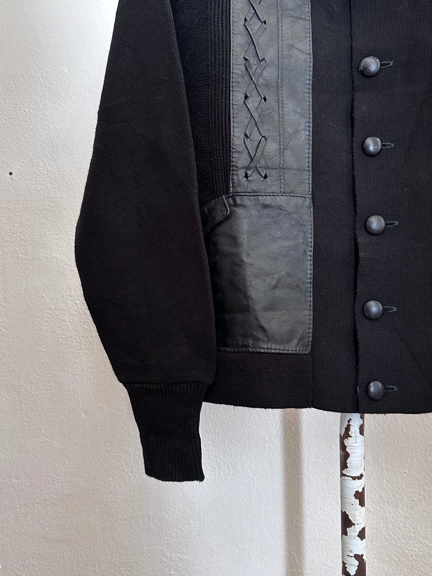 60s Black wool cardigan