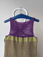 ハンドメイド ニットドレス handmade knit dress purple hand crochet ハンドクロシェ ヴィンテージ vintage