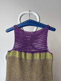 ハンドメイド ニットドレス handmade knit dress purple hand crochet ハンドクロシェ ヴィンテージ vintage