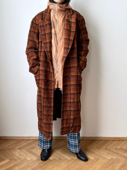 70s Czechoslovakia plaid coat