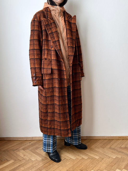 70s Czechoslovakia plaid coat