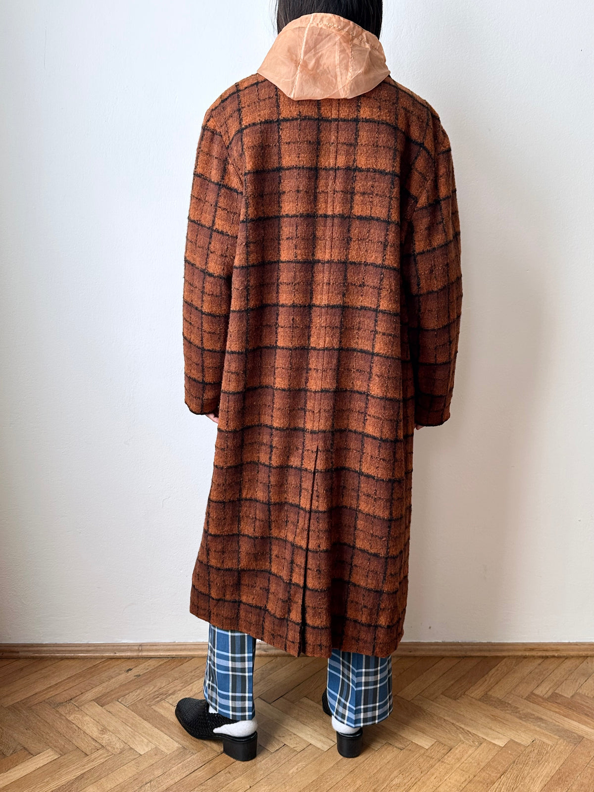 70s Czechoslovakia plaid coat