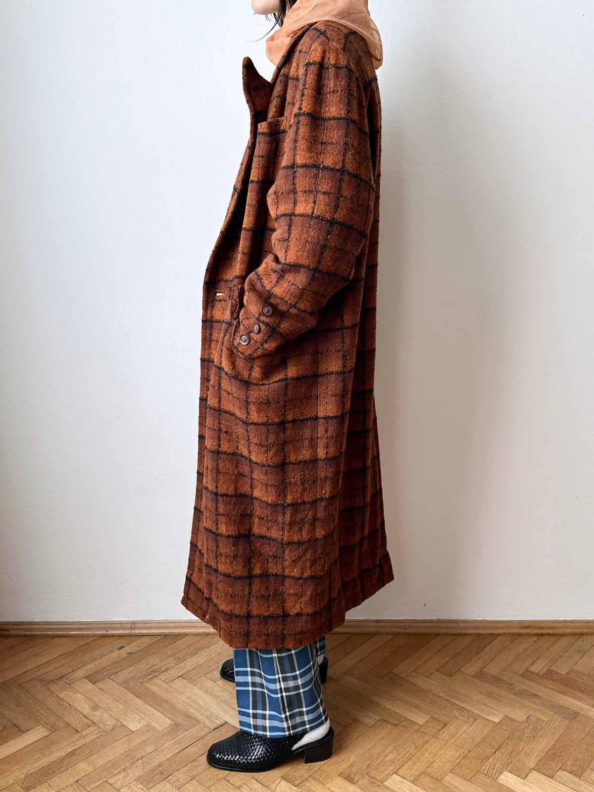 70s Czechoslovakia plaid coat
