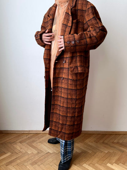 70s Czechoslovakia plaid coat