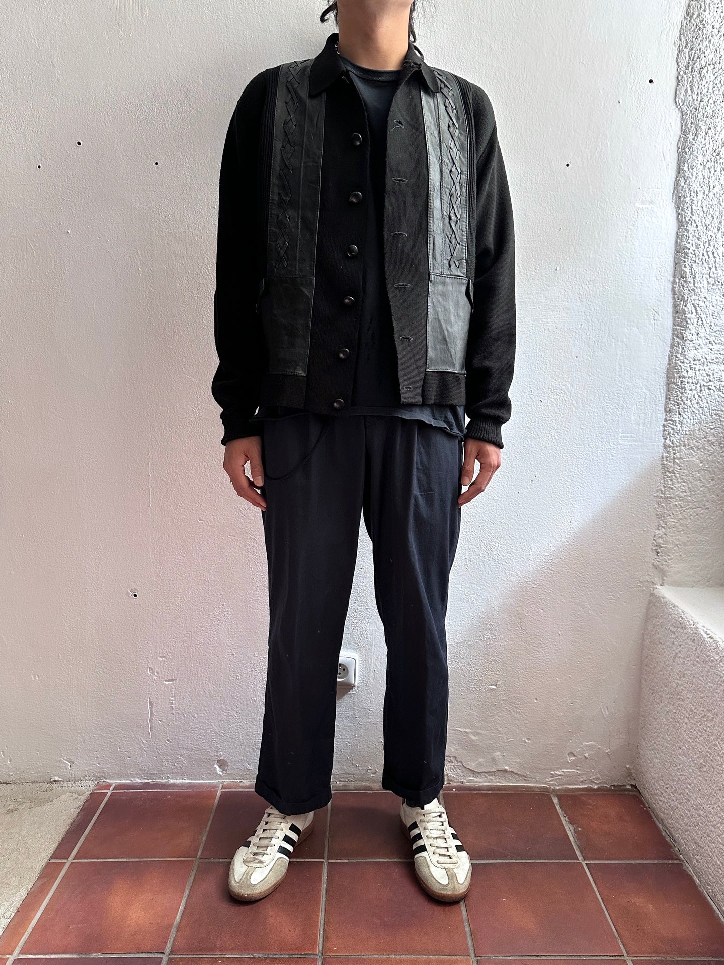 60s Black wool cardigan