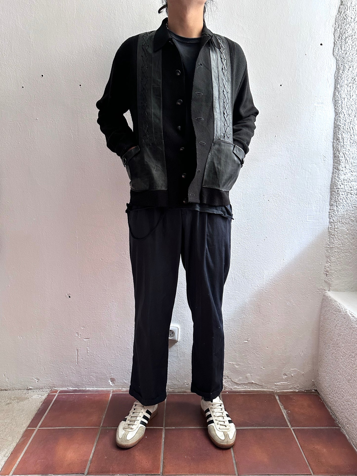 60s Black wool cardigan