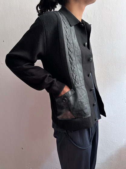 60s Black wool cardigan