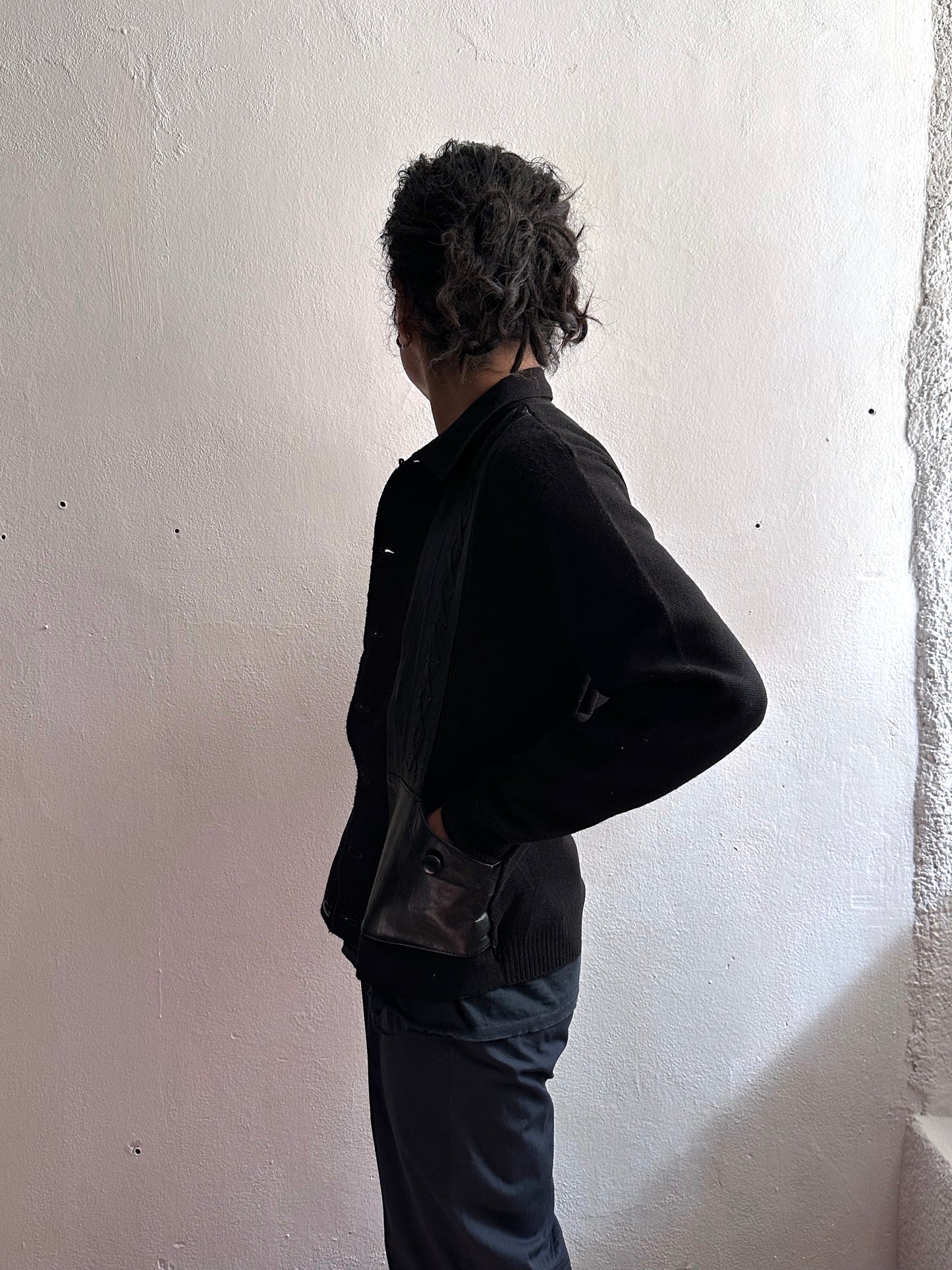 60s Black wool cardigan