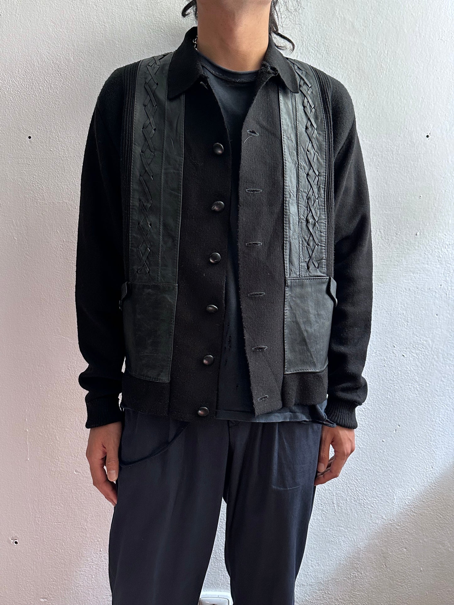 60s Black wool cardigan