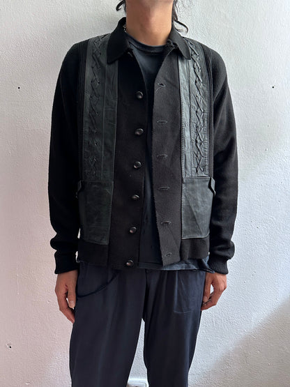 60s Black wool cardigan