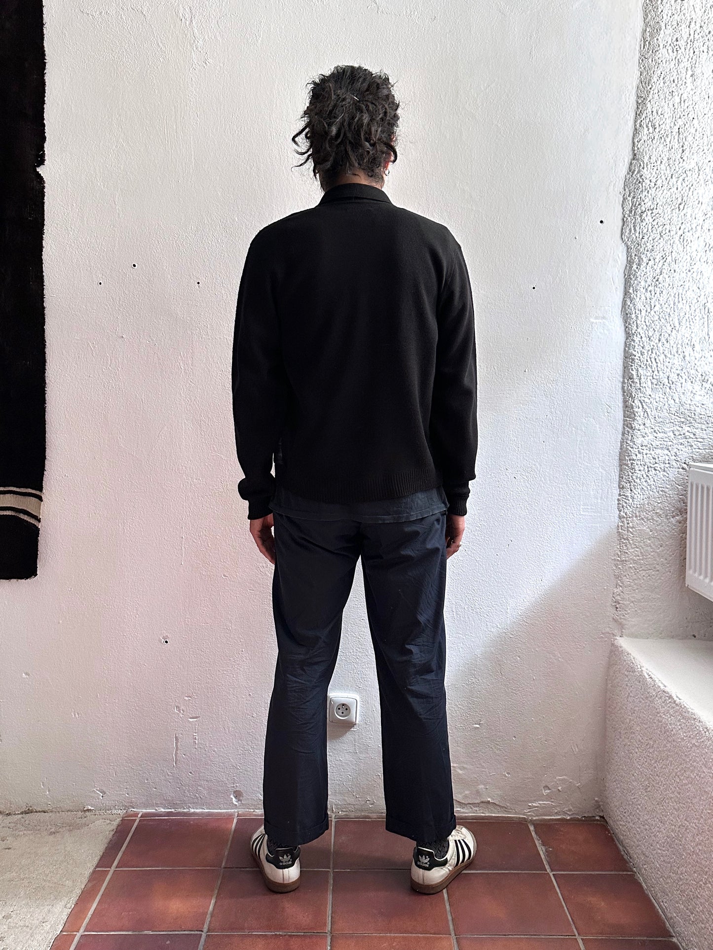 60s Black wool cardigan