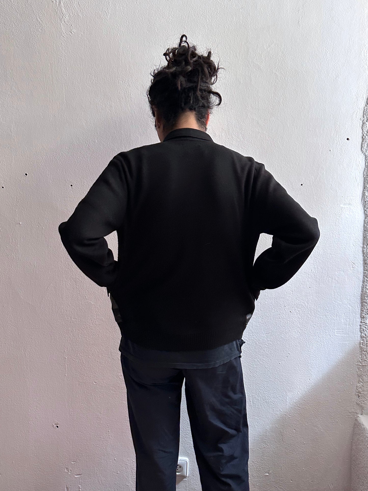 60s Black wool cardigan