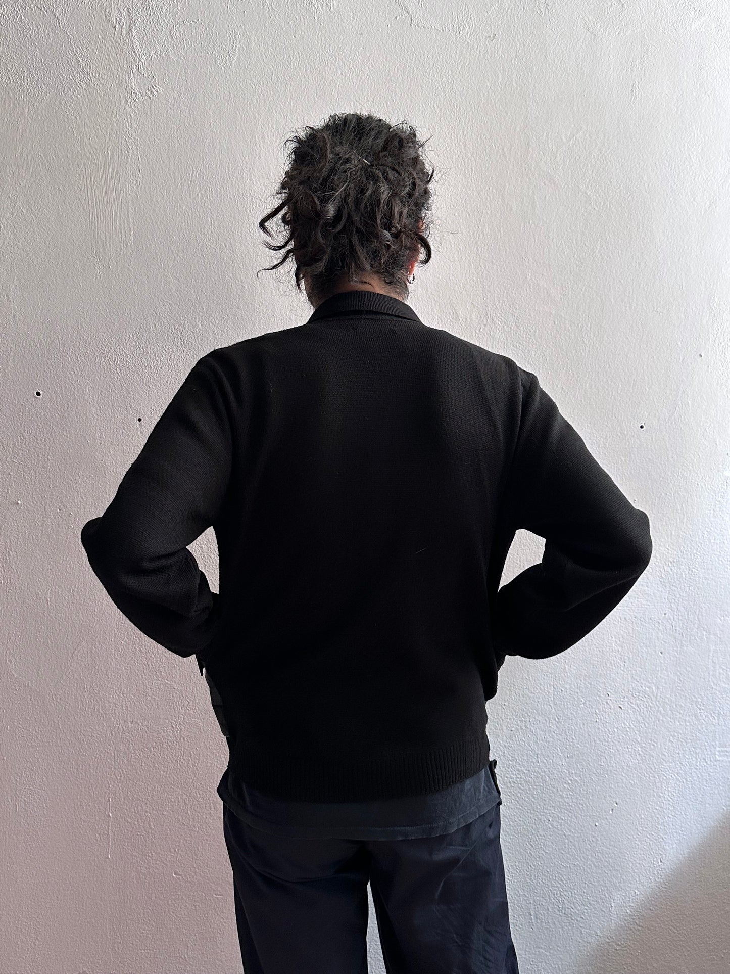 60s Black wool cardigan