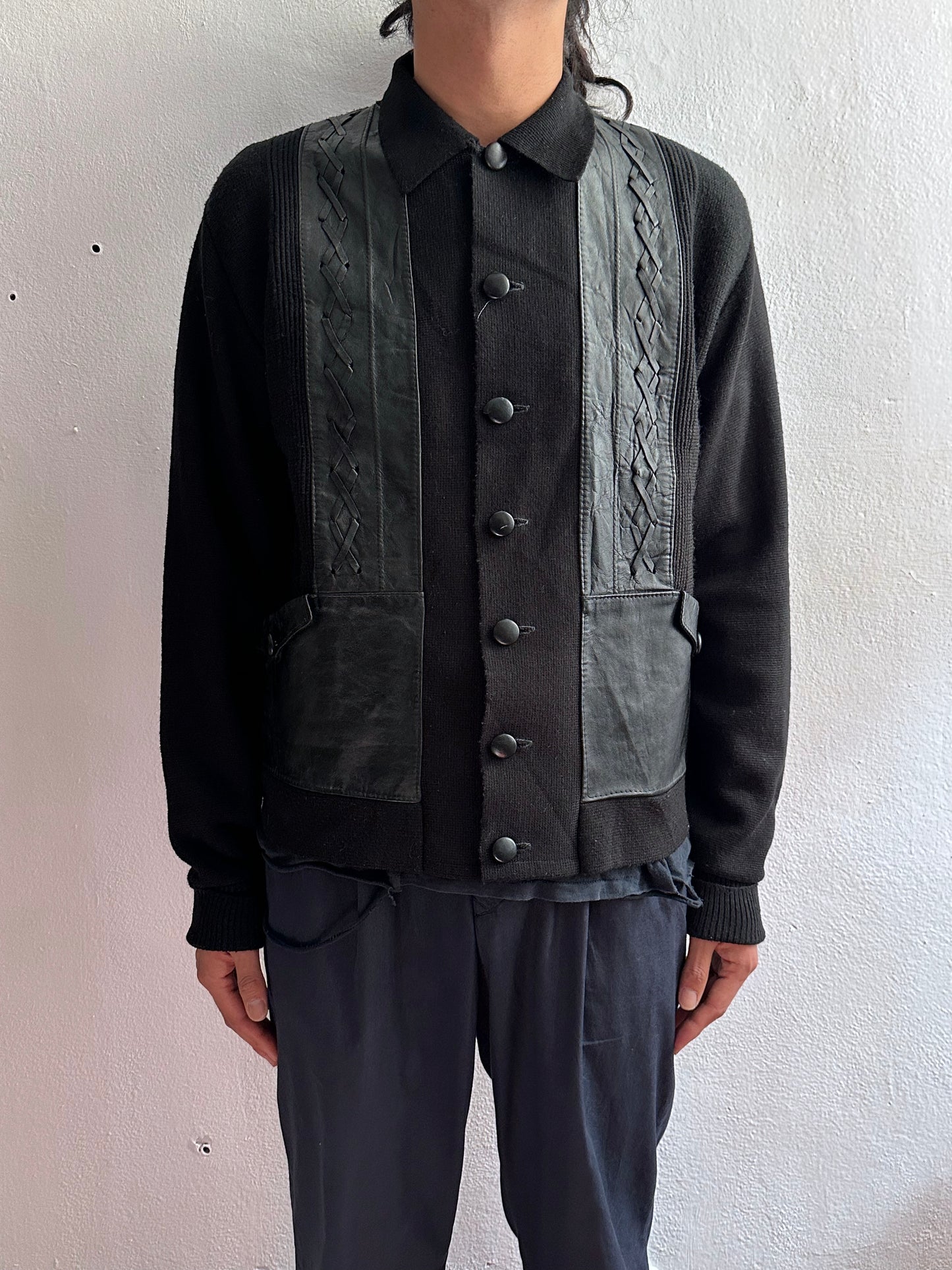 60s Black wool cardigan