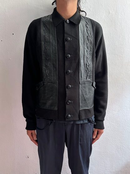 60s Black wool cardigan