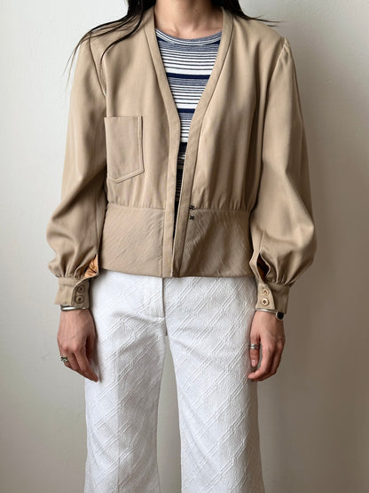 Wool gabardine short jacket