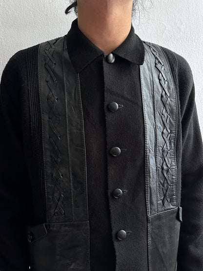 60s Black wool cardigan