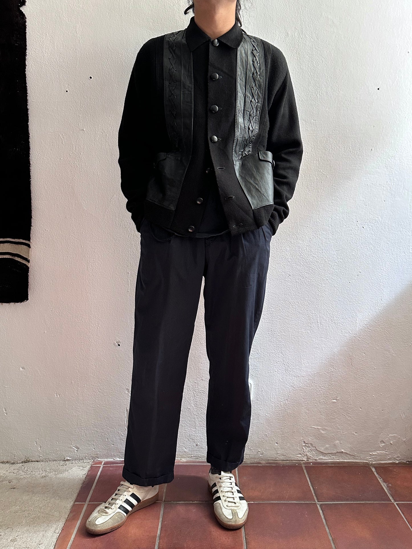 60s Black wool cardigan