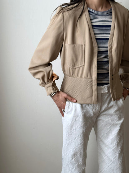 Wool gabardine short jacket