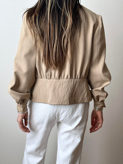 Wool gabardine short jacket