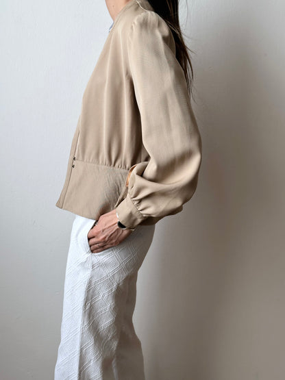 Wool gabardine short jacket