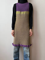 ハンドメイド ニットドレス handmade knit dress purple hand crochet ハンドクロシェ ヴィンテージ vintage