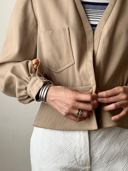 Wool gabardine short jacket