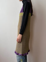 ハンドメイド ニットドレス handmade knit dress purple hand crochet ハンドクロシェ ヴィンテージ vintage