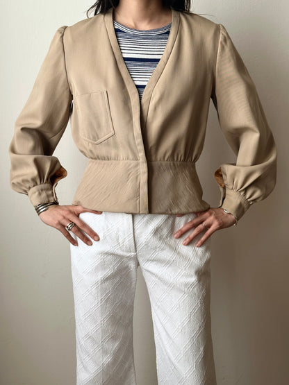 Wool gabardine short jacket