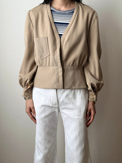 Wool gabardine short jacket