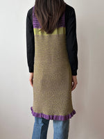 ハンドメイド ニットドレス handmade knit dress purple hand crochet ハンドクロシェ ヴィンテージ vintage