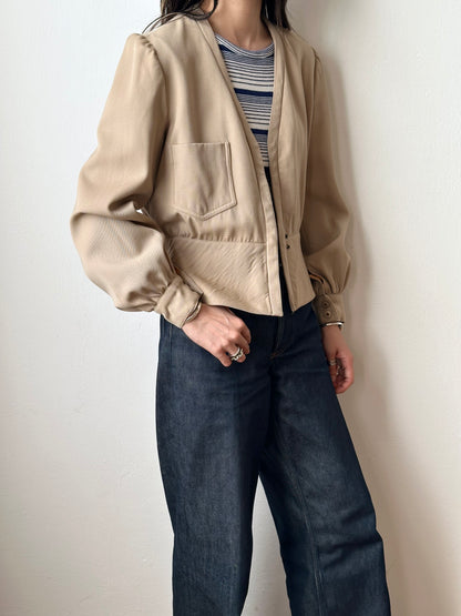 Wool gabardine short jacket