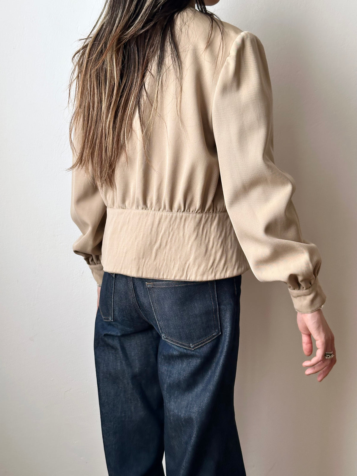 Wool gabardine short jacket