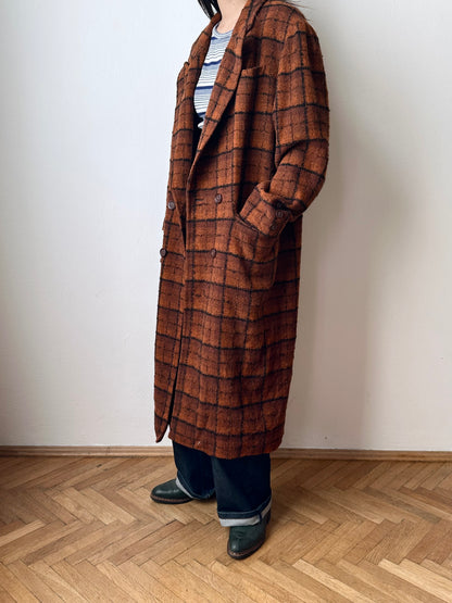 70s Czechoslovakia plaid coat