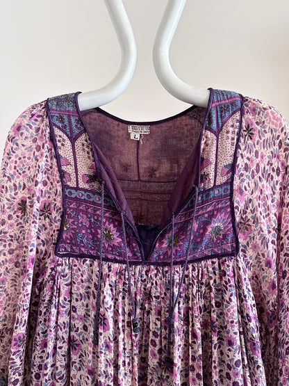 indian cotton bohemian dress gauze インド綿 ドレス インディアンコットン コットン ボヘミアン 花柄 70s 70's 1970s 1970's