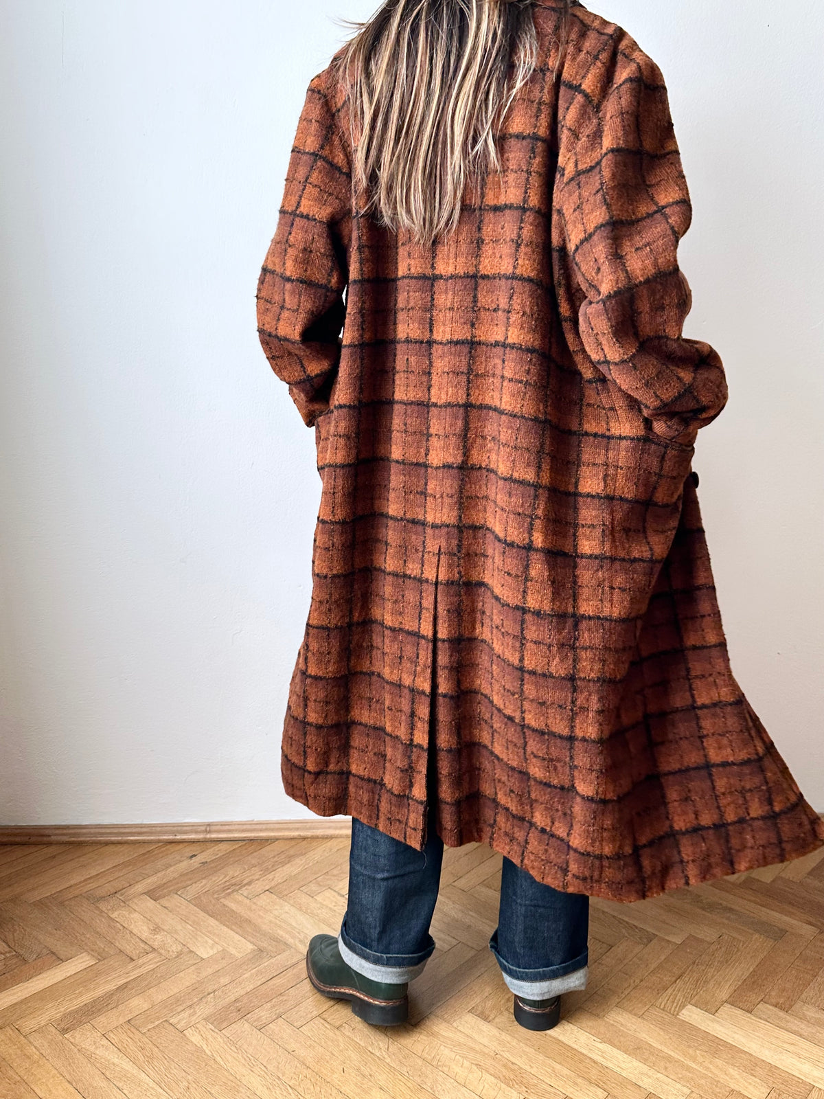 70s Czechoslovakia plaid coat