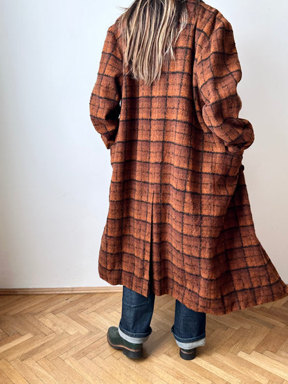 70s Czechoslovakia plaid coat