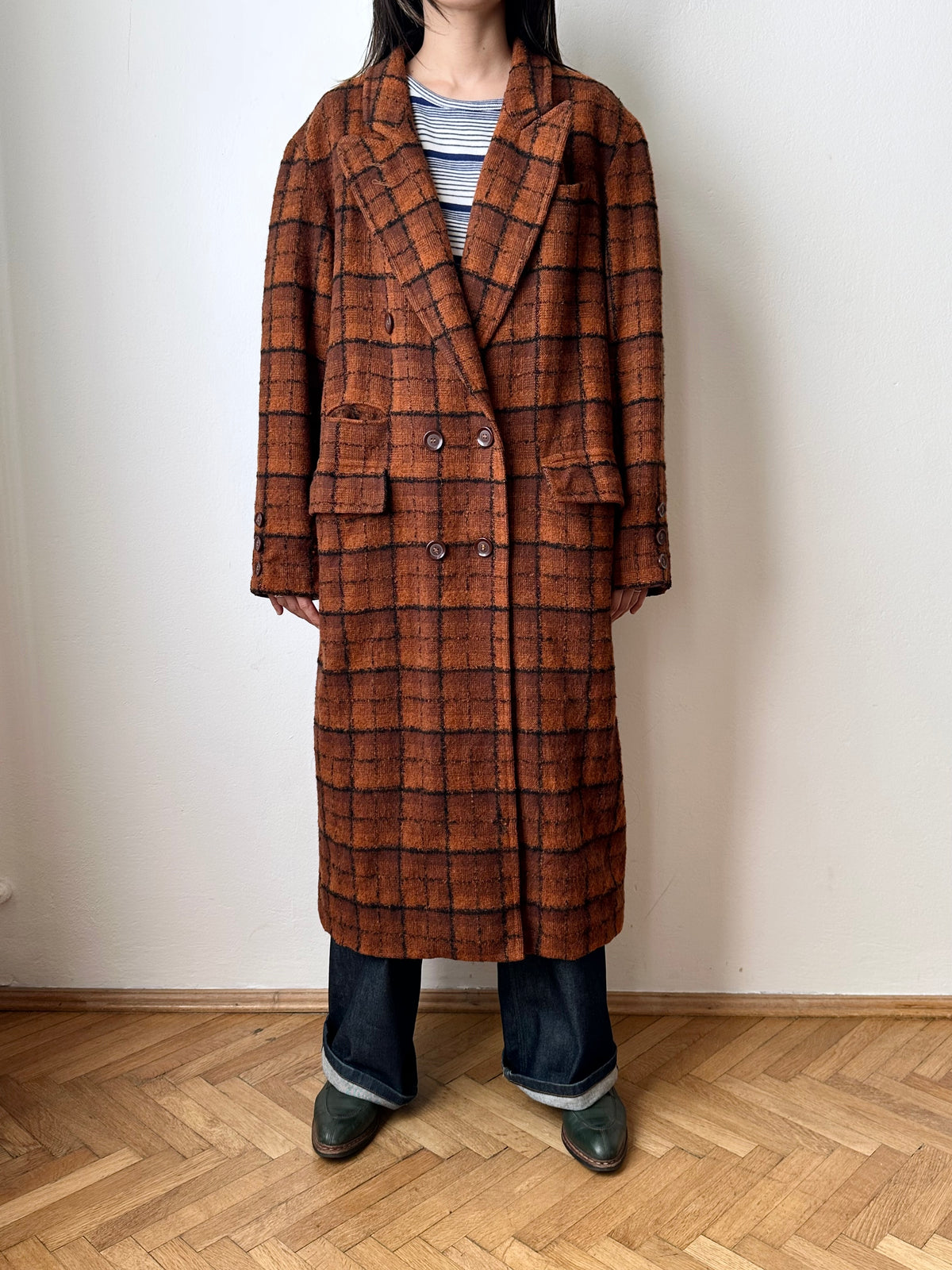 70s Czechoslovakia plaid coat