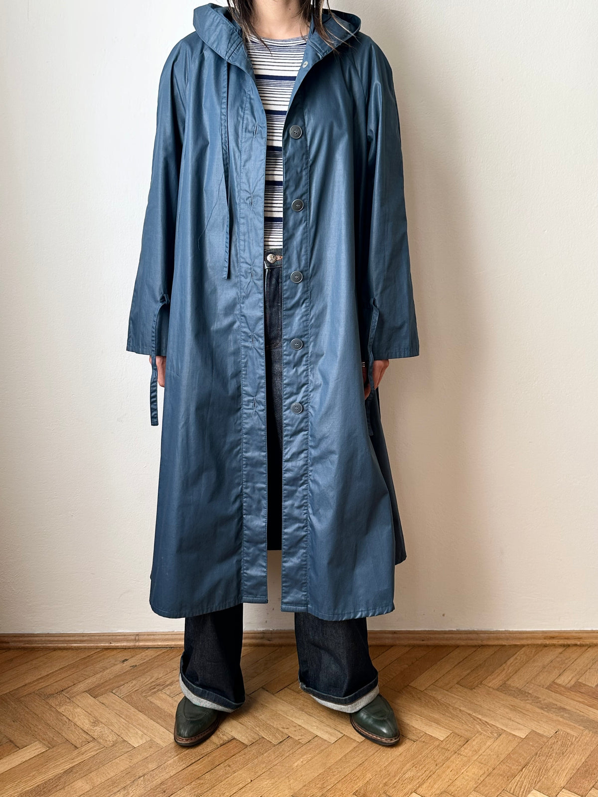 70-80s Austria steel blue raincoat